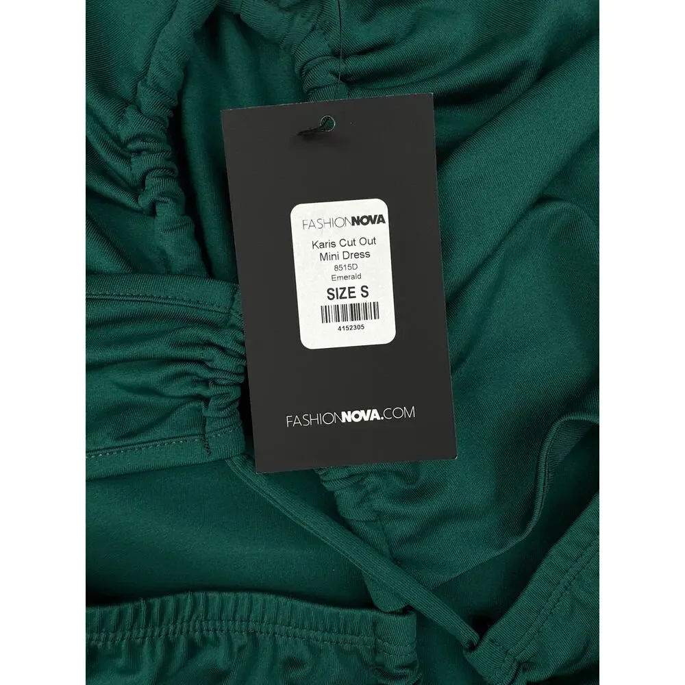 Fashion Nova - Karis Cut Out Mini Dress in Emerald Green